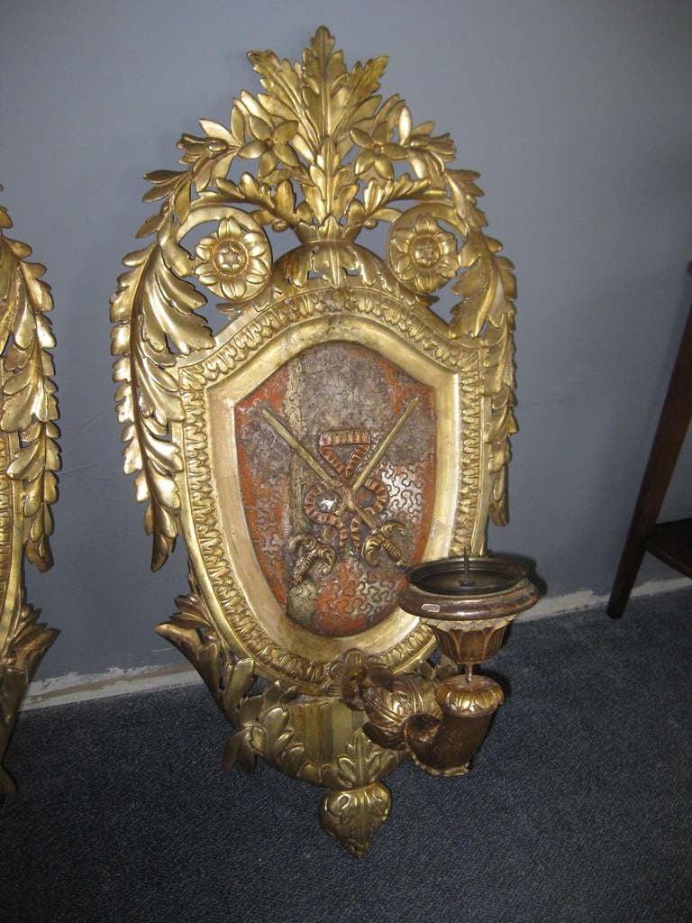 Italian Pair of Monumental Wall Sconce Torcheres For Sale