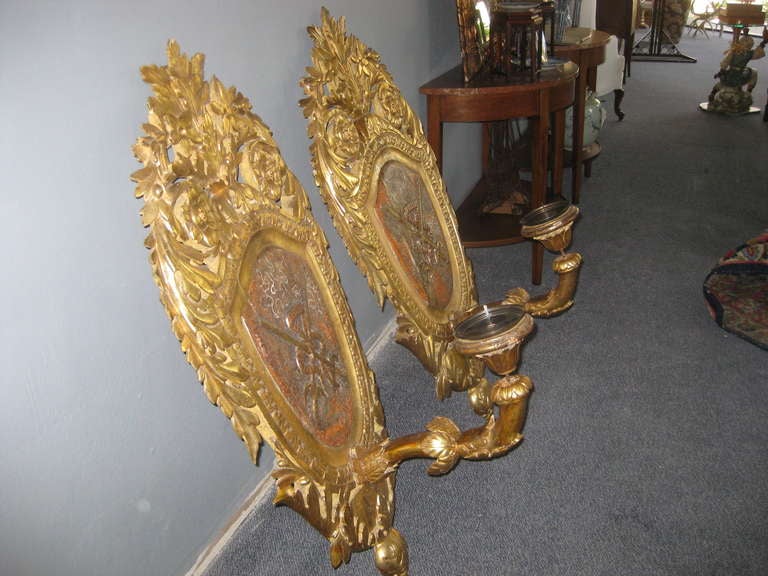 Pair of Monumental Wall Sconce Torcheres For Sale 1