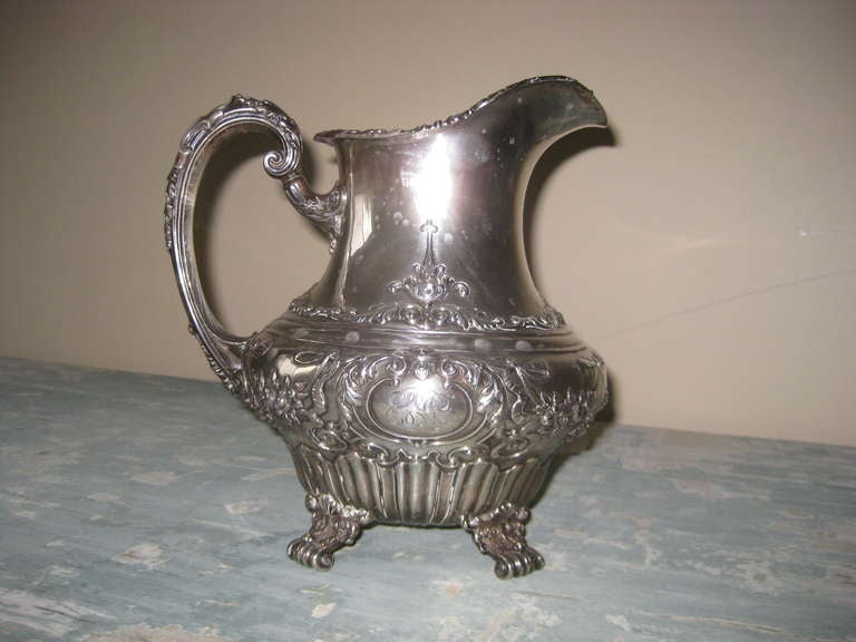 American Gorham Sterling Silver Water Pitcher and Tray For Sale
