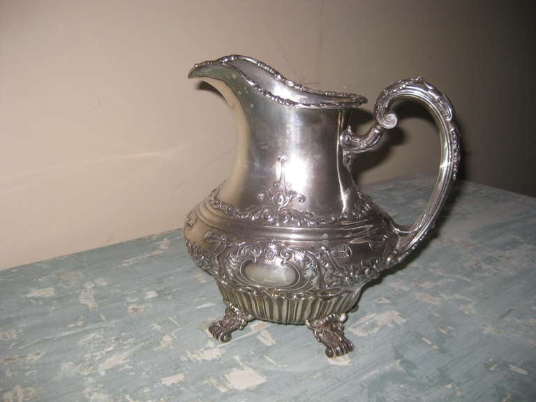 19th Century Gorham Sterling Silver Water Pitcher and Tray For Sale
