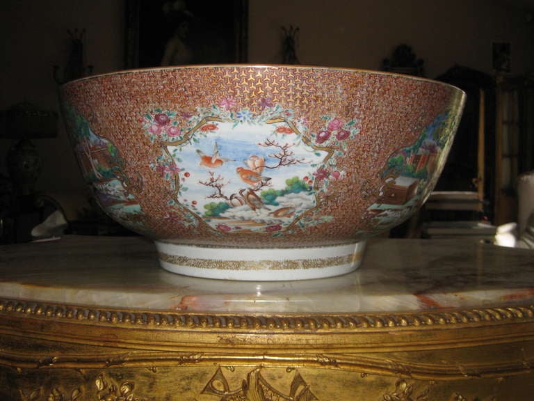 18th Century and Earlier Important Chinese Export Punch Bowl For Sale