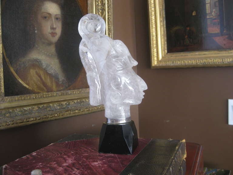 Carved  Rock Crystal Mayan Head