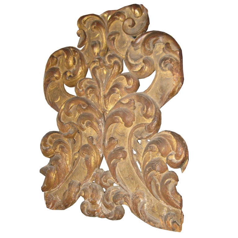 Crusty Giltwood Baroque Fragment For Sale