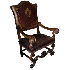Large Roman Chair in Crusty Gilt Embossed Leather