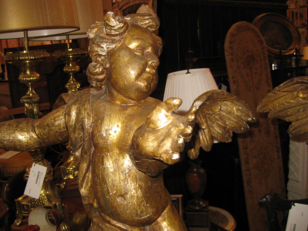 18th Century and Earlier Pair of 18th Century Giltwood Angels For Sale