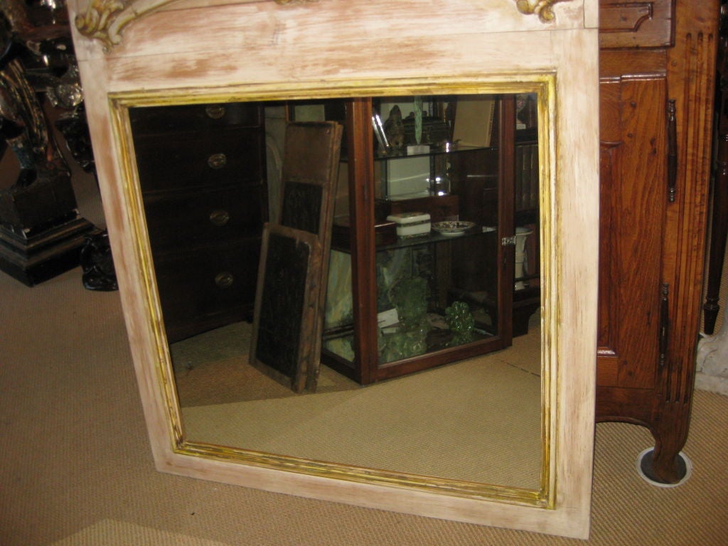 American Decorative Trumeau Mirror With Chinoiserie Themed Canvas For Sale