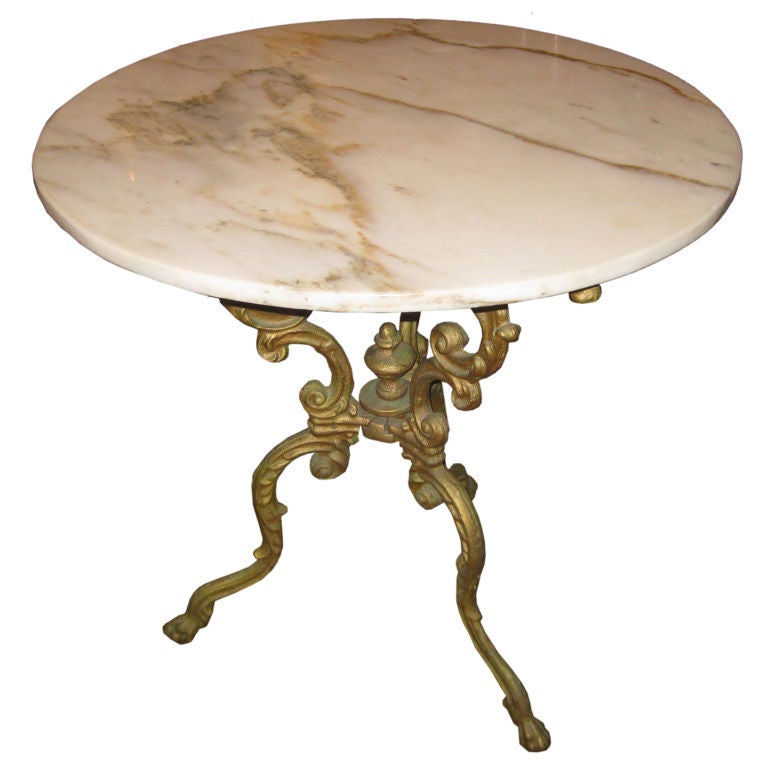 French Iron Garden Table with Marble top