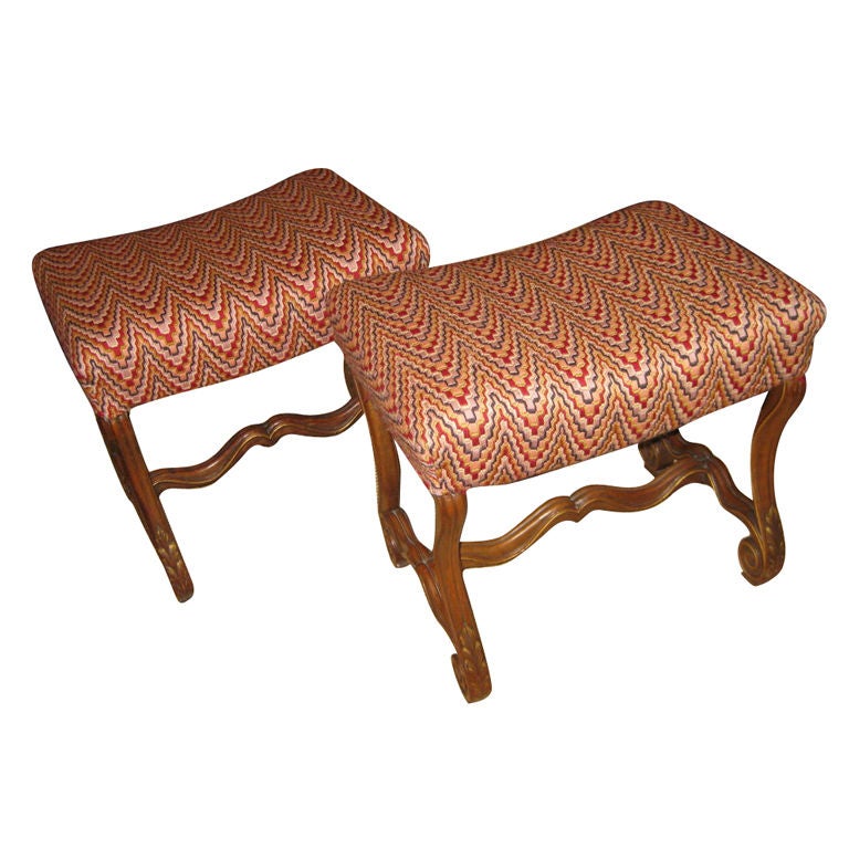 Pair of French Style Carved Benches For Sale