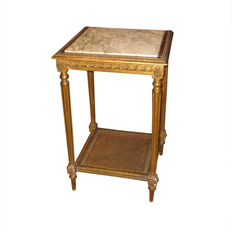 Early 20th Century Giltwood French Side Table  with Marble Top For Sale