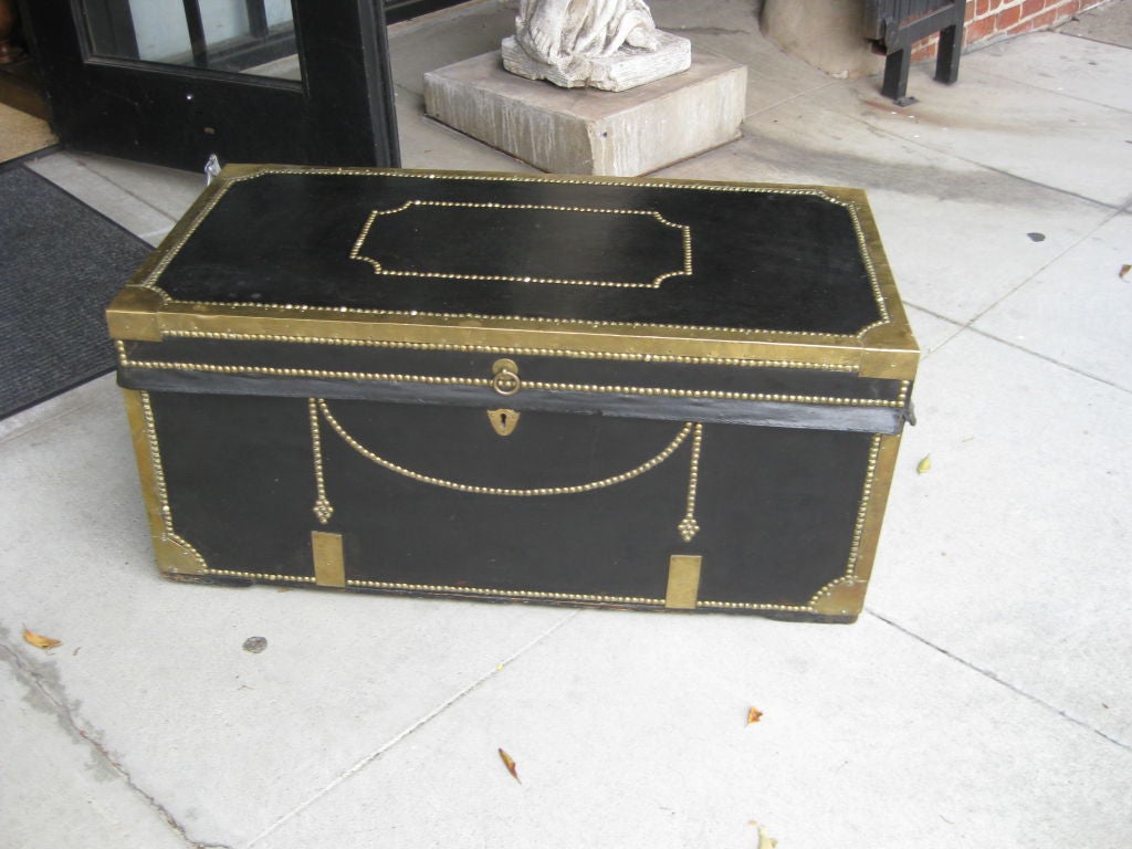 Leather and Brass Chinese Export Trunk