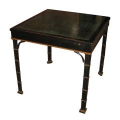 Chinese Chippendale Style Green Leather top Game Table