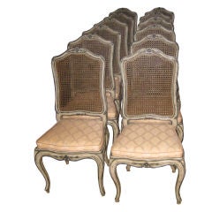 Set of Twelve Louis XV Painted And Caned Dining Chairs Set of Twelve Louis XV Painted And Caned Dining Chairs