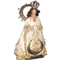 Antique Neopolitan Figure of a Saint with a Crown