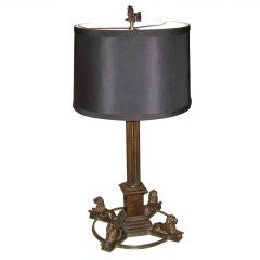 Tall Bronze Desk Lamp with Lions