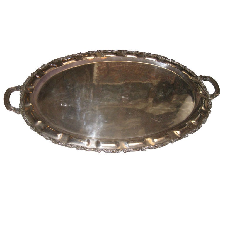 Large Sterling Silver Mexican Two Handled Tray For Sale