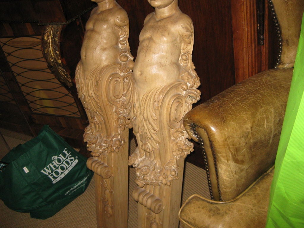 Pair of Carved Bleached Oak  Fragments For Sale 1