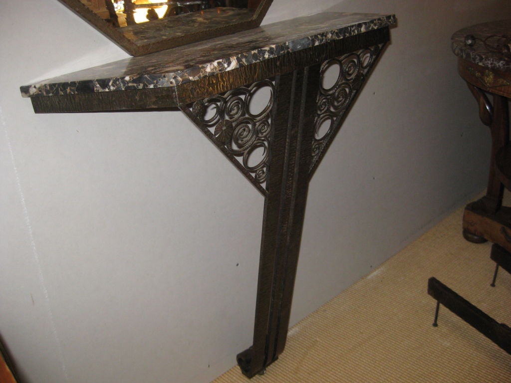 Unknown Art Deco Bronze Console with Mirror For Sale