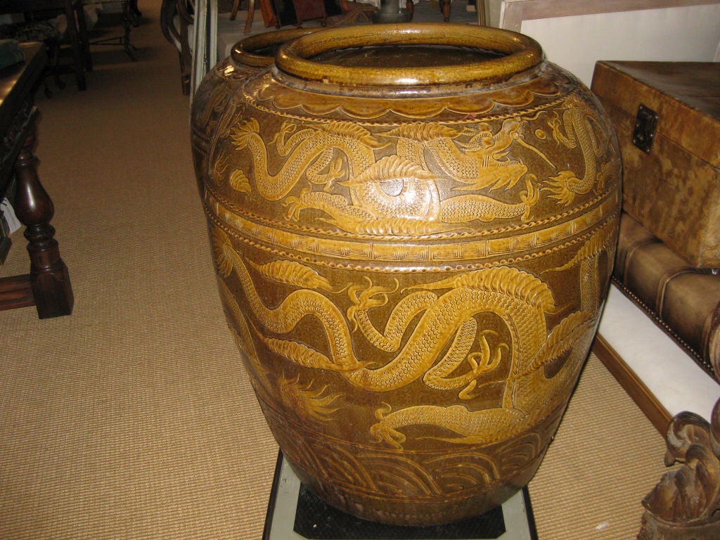 Ceramic Massive Pair Of Asian Pots For Sale
