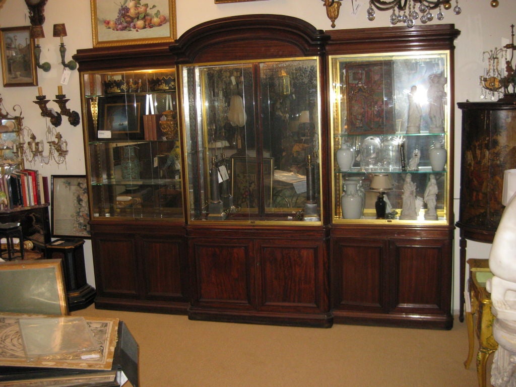 Antique Rosewood Breakfront Display Cabinet