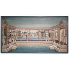 Antique Chinese Wall Paper Panel Painting