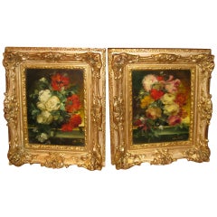 Fine Small Pair of  Floral Paintings by Witt