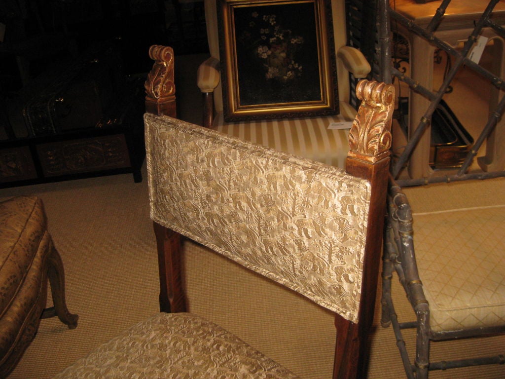 Unknown Pair of  Chairs with Fortuny Fabric and Gilt Decoration For Sale
