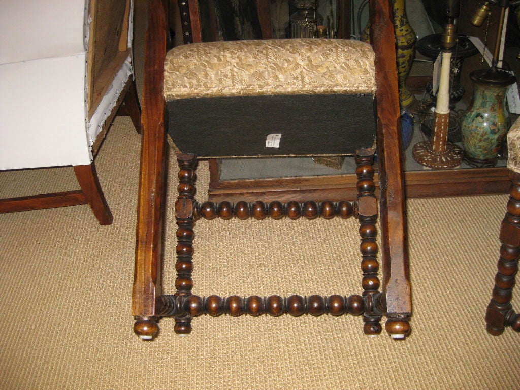 Pair of  Chairs with Fortuny Fabric and Gilt Decoration For Sale 1