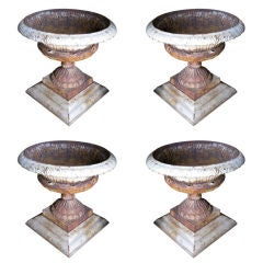 Set of Four Antique Iron Garden Urns