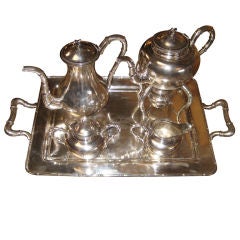 Chinese Export Silver Tea Set With Tray