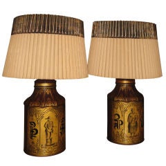 Antique Pair of Chinoiserie Tea Canister Lamps