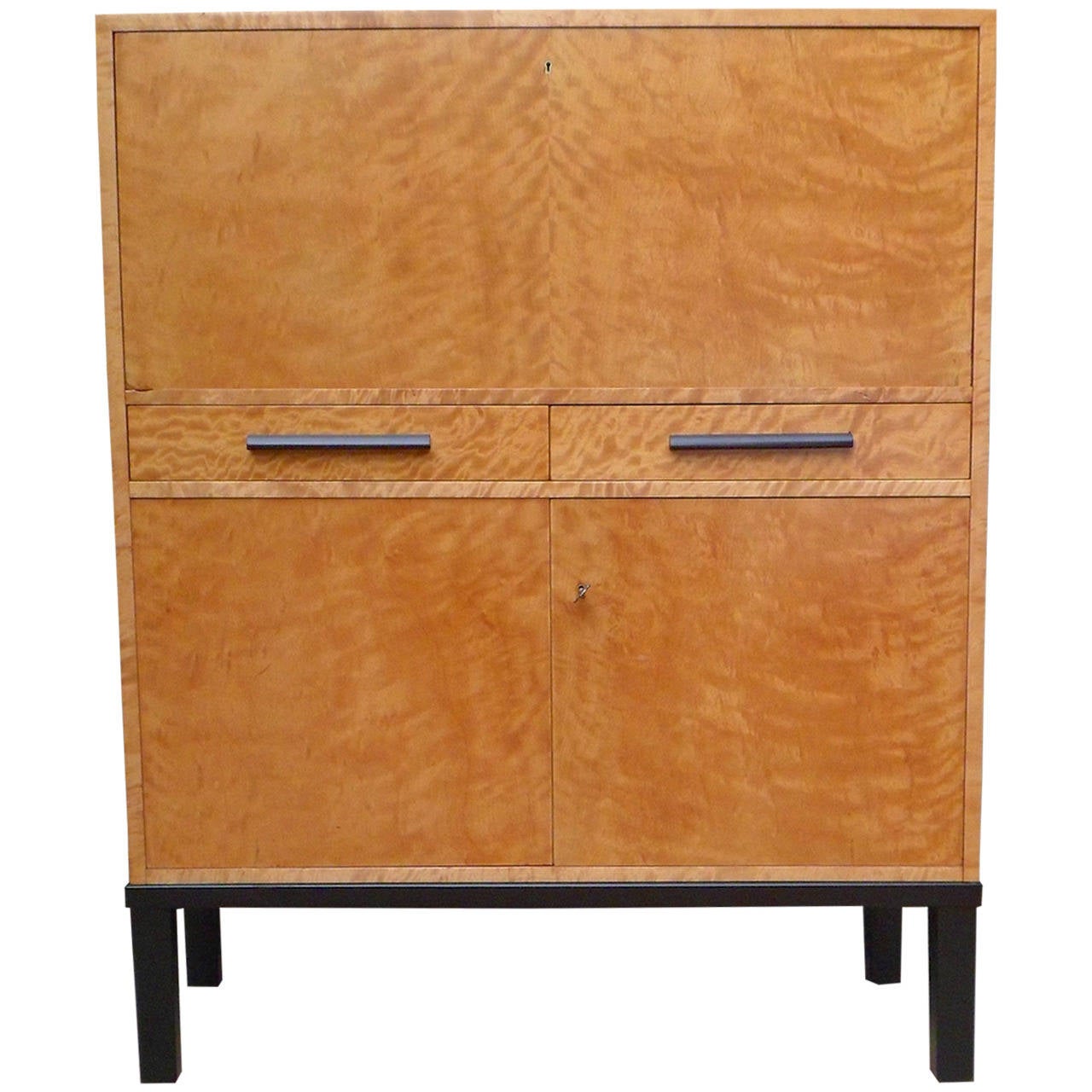 Swedish Art Deco Dry Bar in Golden Flame Birch, circa 1920 at 1stDibs
