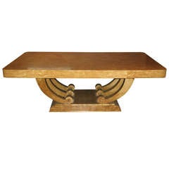 Large Art Deco Dining/Center Table in Highly Figured Golden Flame Birch