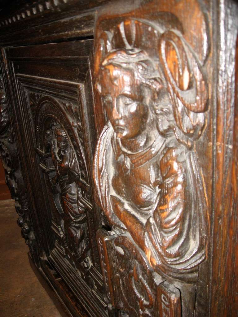 18th Century Spanish Figural Carved Chest 2