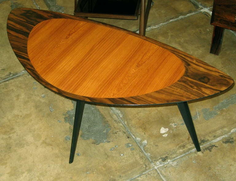 Swedish Mid-Century Modern Side/Coffee Table in Elm and Zebrano In Excellent Condition In Richmond, VA