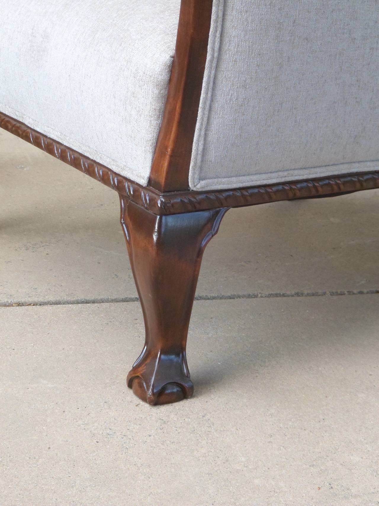 Pair of Swedish Art Nouveau Armchairs in Taupe Velvet, circa 1910 1