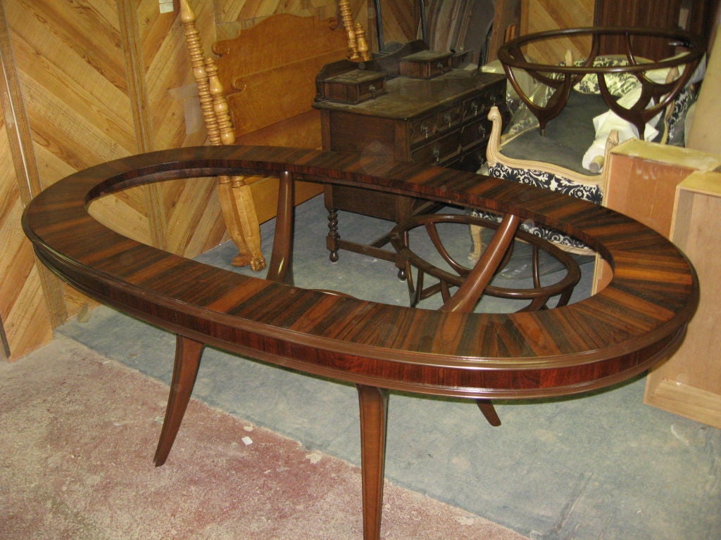 Dining Table in Rosewood Mahogany and Marble by Bonta In Excellent Condition In Richmond, VA