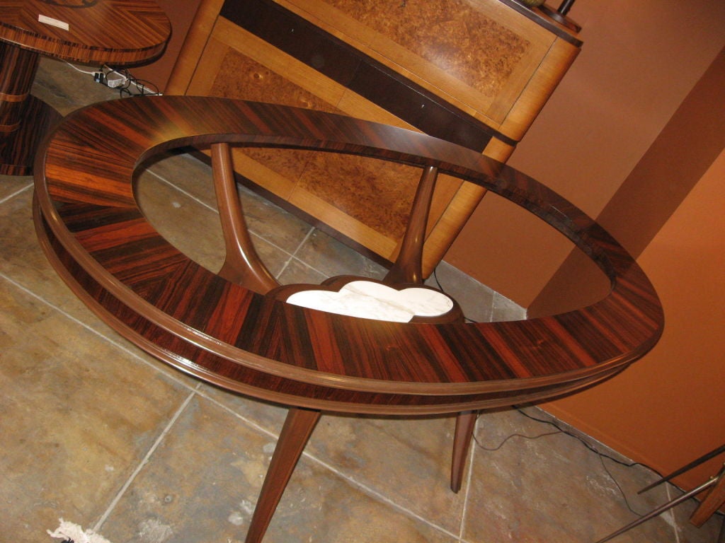 Dining Table in Rosewood Mahogany and Marble by Bonta 2