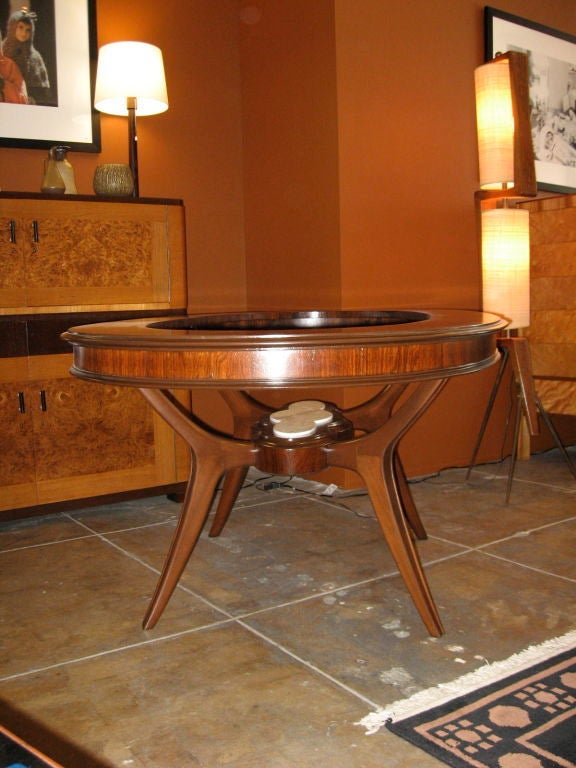 Dining Table in Rosewood Mahogany and Marble by Bonta 3