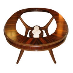 Dining Table in Rosewood Mahogany and Marble by Bonta
