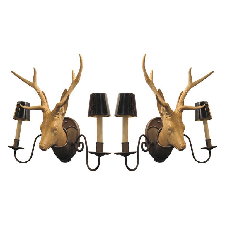 American Ceramic and Copper Deer Sconce