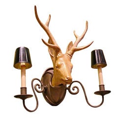 Ceramic and Copper Deer Sconce