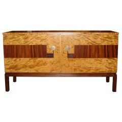 Swedish Modernist Cabinet in Golden Flame Birch and Rosewood