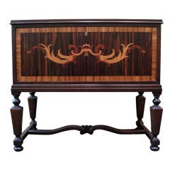 Swedish Neoclassical Inlaid Drop Front Cabinet by SMF