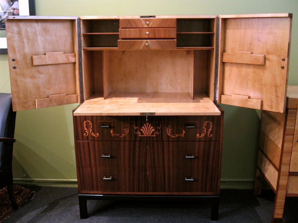 Swedish Art Deco Inlaid Secretaire / Chest of Drawers by SMF 2