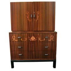 Swedish Art Deco Inlaid Secretaire / Chest of Drawers by SMF