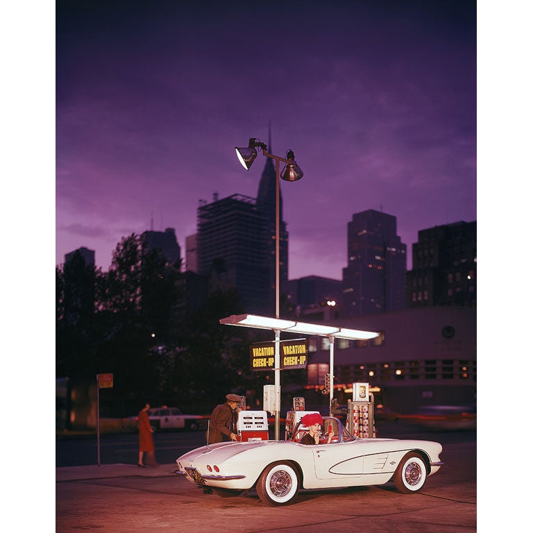 Limited edition photograph of a model in a 1960 Corvette,shot by legendary fashion photographer Mark Shaw in 1960. All photos are archivally prepared and editioned at the Mark Shaw Photographic Archives for whom we are exclusive dealers. There is