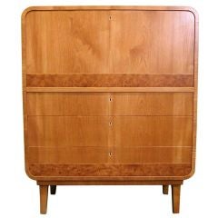 Vintage Swedish Mid-Century Secretary/Bar in Elm/Carpathian Elm By SMF