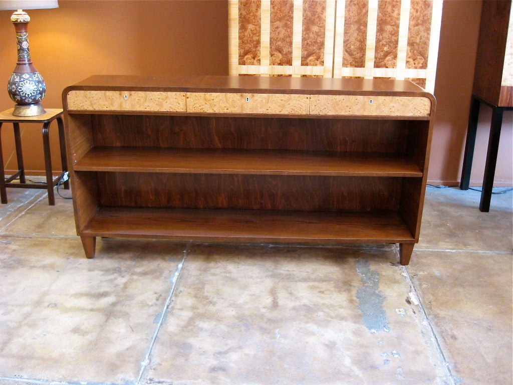 Swedish Art Moderne Bookcase/Console in Elm+Carpathian Elm