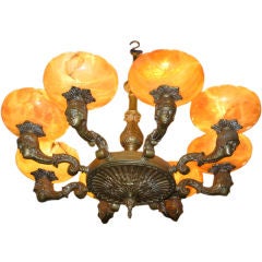 Antique Roman Centurion Chandelier  in Bronze and Alabaster