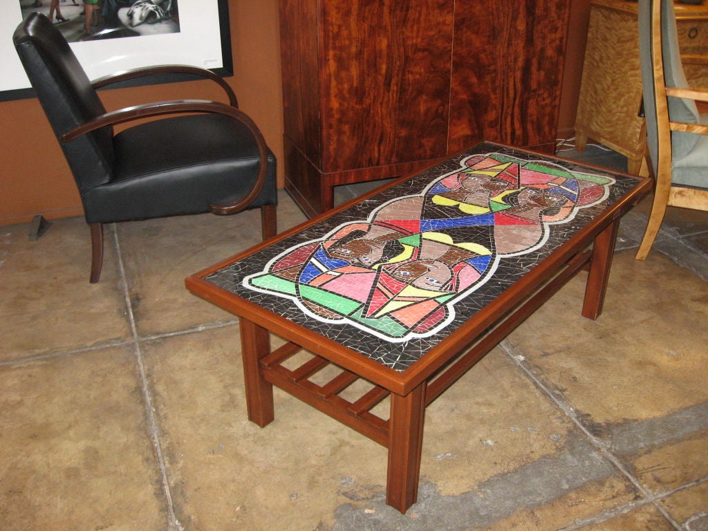 Mid-Century Modern Danish Midcentury Mosaic Glass Coffee Table For Sale